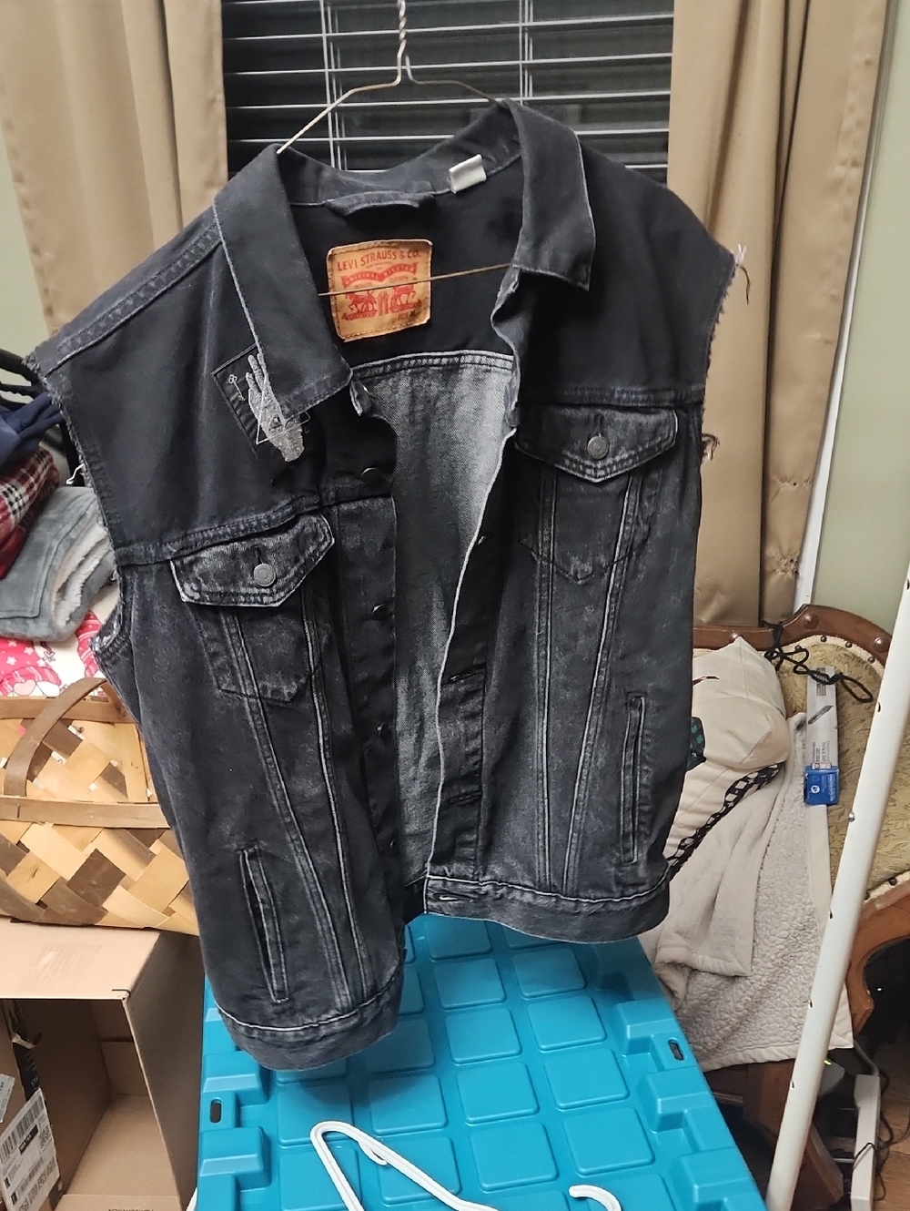 Levi's Washed Black Denim Vest - Men's Sleeveless Jacket